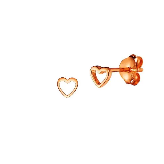 Pink Rose Plated Open Heart Stud Earring