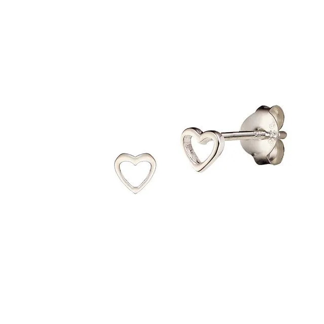 Silver Open Heart Stud Earring