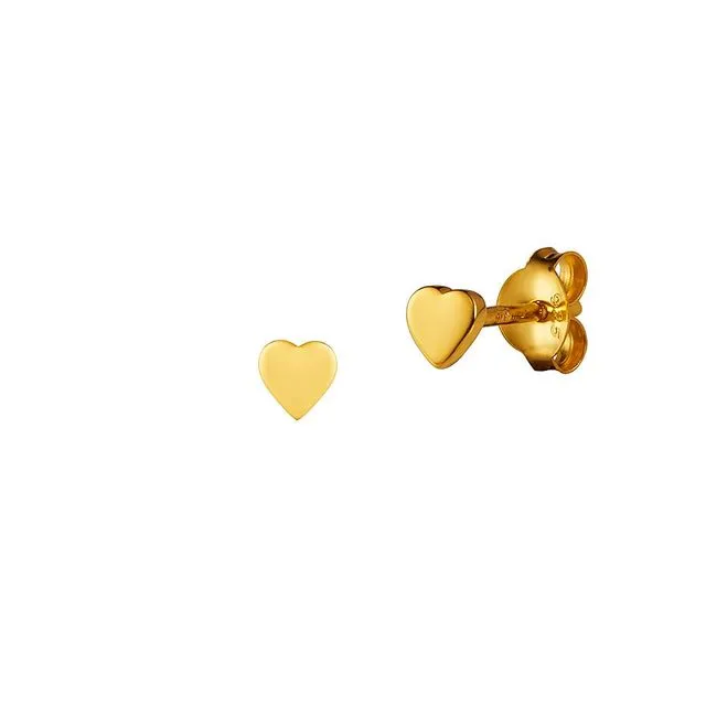 Gold Plated Flat Heart Stud Earring