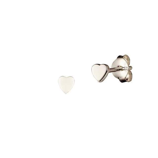 Silver Flat Heart Stud Earring