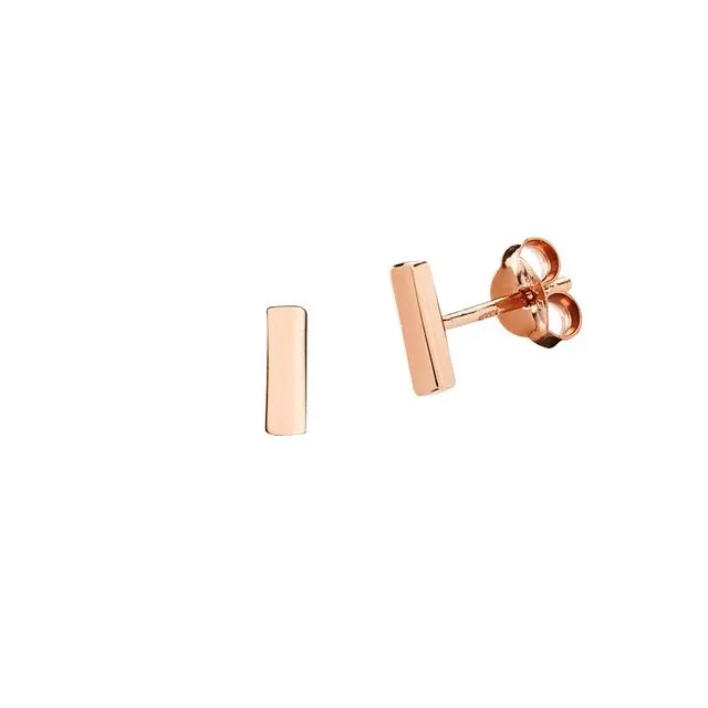 Pink Ros? Plated Bar Stud Earring