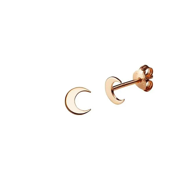 Pink Ros? Plated Moon Stud Earring