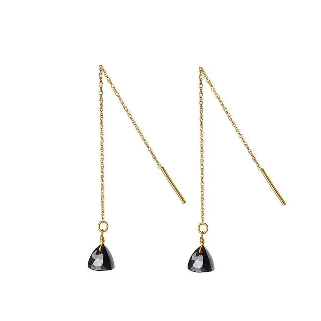 Gold Plated Silver Black Onyx Hanging Earring