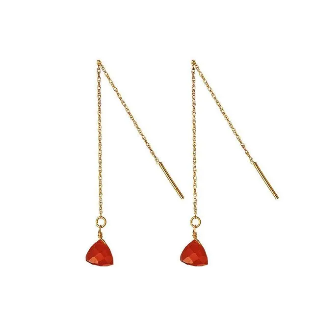 Gold Plated Silver Carnelian Red Hanging Earring
