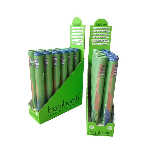 Pack of 12 - Bamboo Toothbrush - Forest Green and Sea Blue in SRP (Med/Soft)