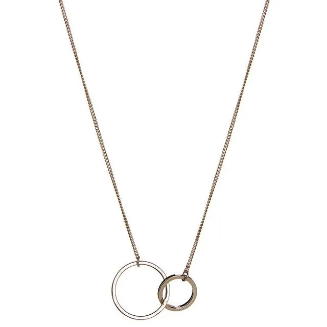 Silver Plated Necklace with Double Circle