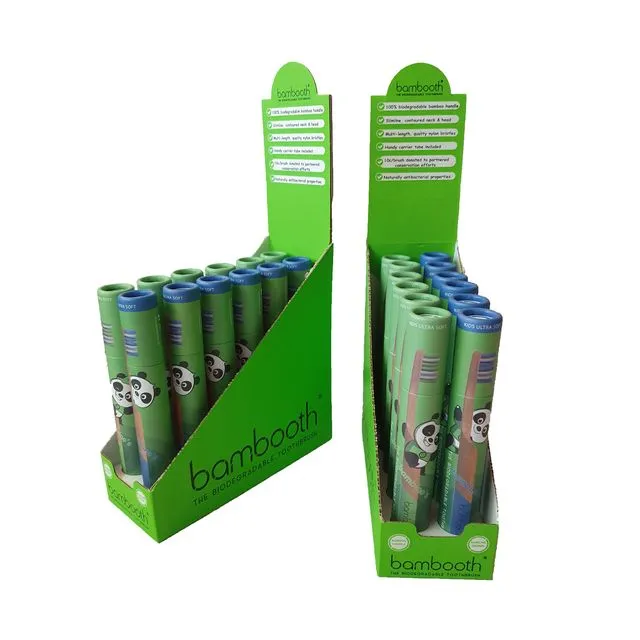 Pack of 12 - Kids Bamboo Toothbrush - Forest Green and Sea Blue in SRP