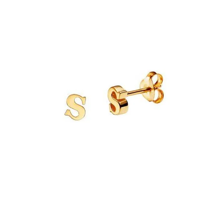 Gold Plated Stud Earring Letter s