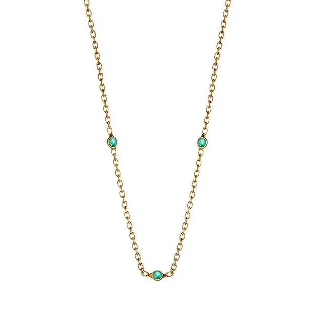 Gold Plated Silver Green Onyx Necklace