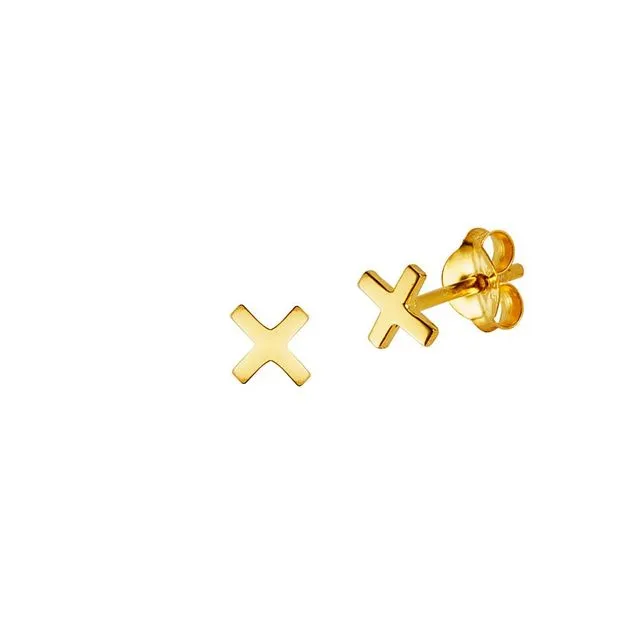 Gold Plated Cross Stud Earring