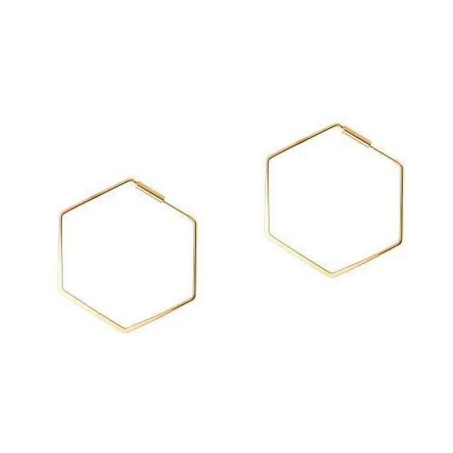 Small Gold Plated Hexagon Hoop