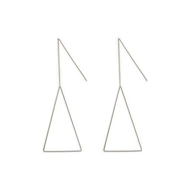 Silver Hanging Earring with Triangle