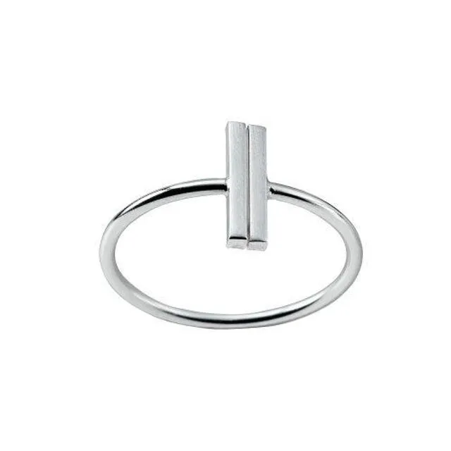 Silver Ring with two Rods