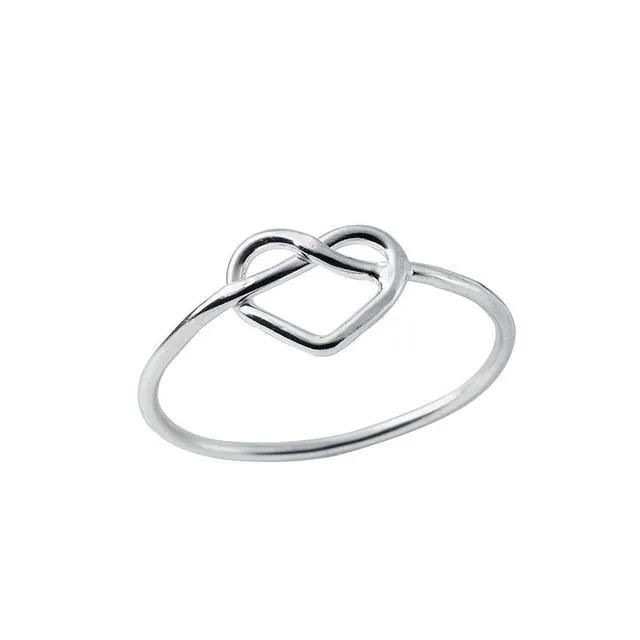 Silver Braided Heart Ring