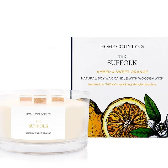 The Suffolk - Amber and Sweet Orange 3 Wick Soy Candle