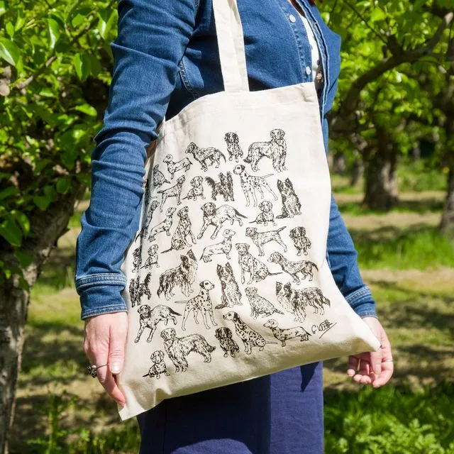 Dogs Screen Printed Cotton Tote Bag | Hand Drawn Design by Gemma Keith