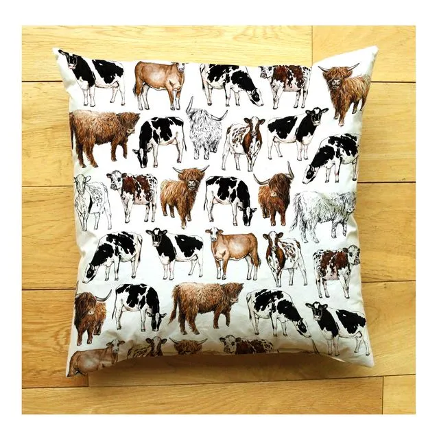 Cows Highland Large Cushion | Handmade and Designed by Gemma Keith