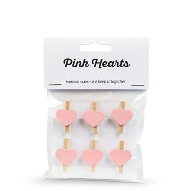Mini Pegs Wooden Hearts - Pink