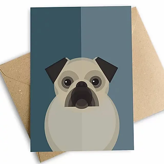 Pug Dog Greetings Card, Eco-Friendly