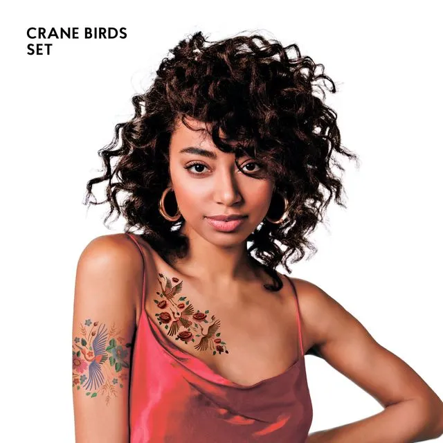TATTon.me Crane Birds Set - cool temporary tattoos
