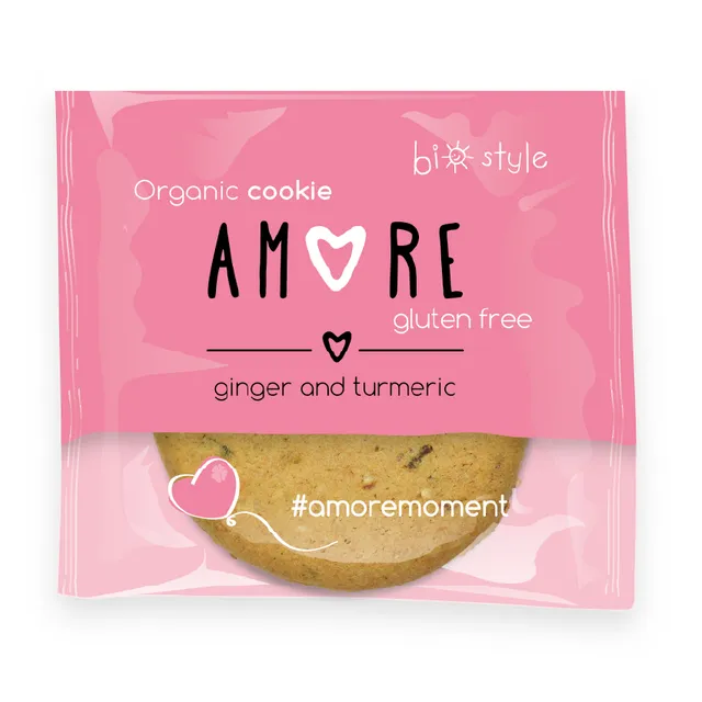 AMORE Organic Gluten Free Ginger and Turmeric Cookie 38 g x 12 pcs
