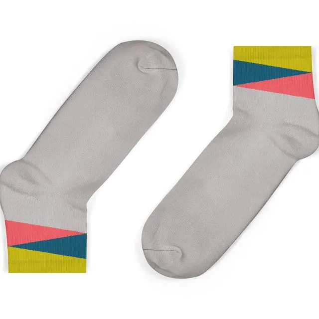 Grey Geom Ankle Socks - Kids