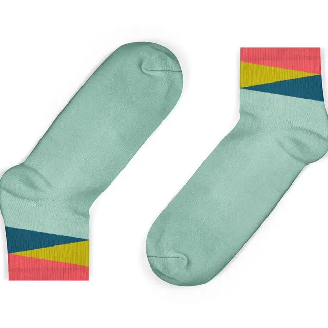 Mint Geom Ankle Socks - Kids