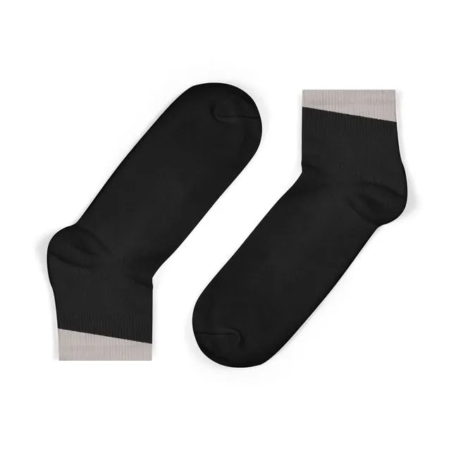 Black Ankle Socks with Grey Angled Cuff - Kids