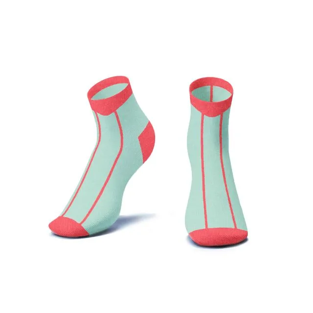 Coral Stripe Ankle Socks - Kids