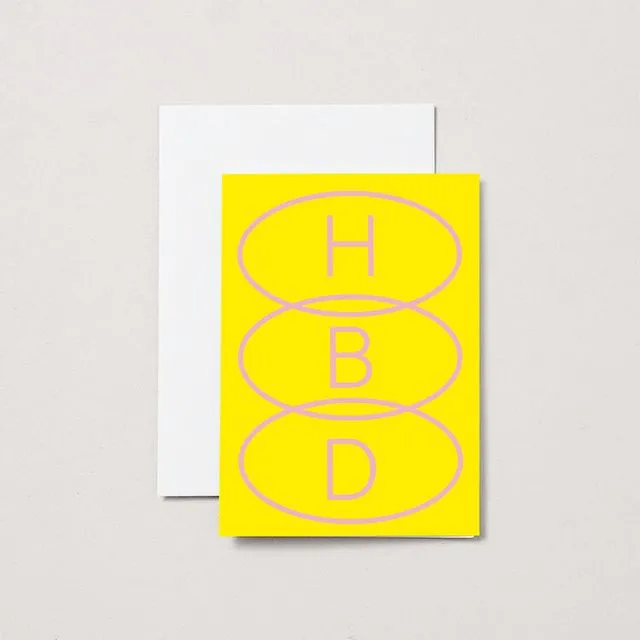HBD - Happy Birthday - A6 Greeting Card Yellow