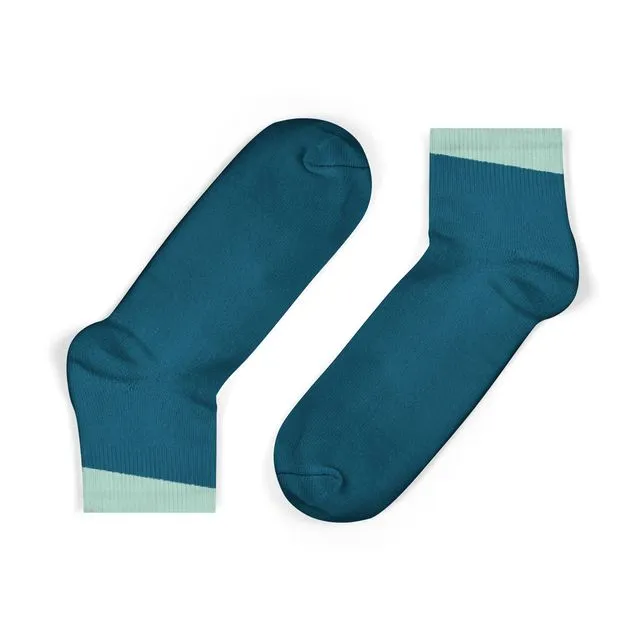 Legion Blue Ankle Socks with Mint Angled Cuff - Kids