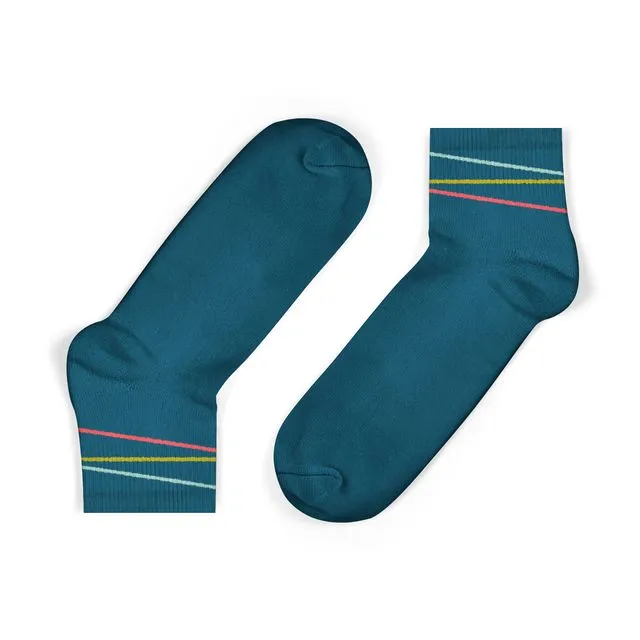Legion Blue Multi-Coloured Diagonal Stripes Ankle Socks - Kids