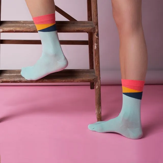 Mint Geom Ankle Socks - Adult