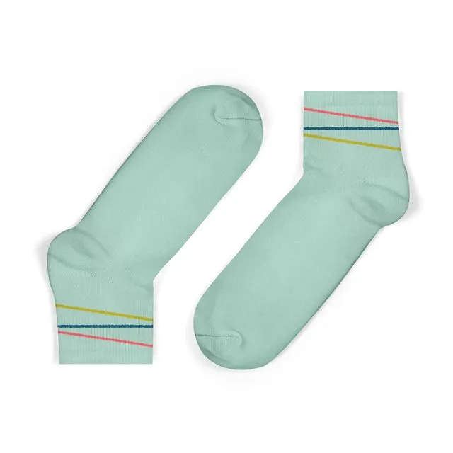 Mint Multi-Coloured Diagonal Stripes Ankle Socks - Kids