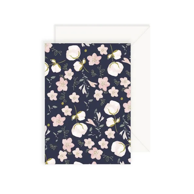 Card Navy Floral Pattern