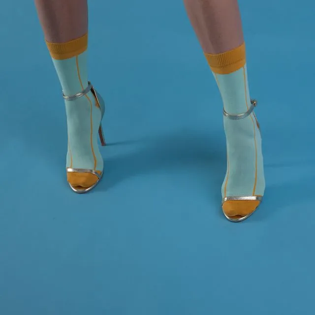 Mustard Stripe Ankle Socks - Adult