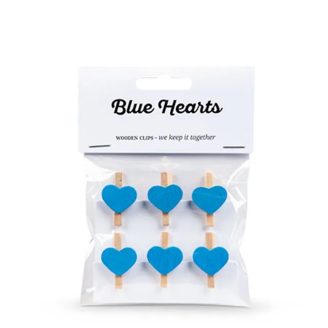 Mini Pegs Wooden Hearts - Blue