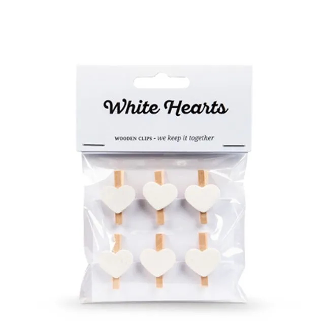 Mini Pegs Wooden Hearts - White