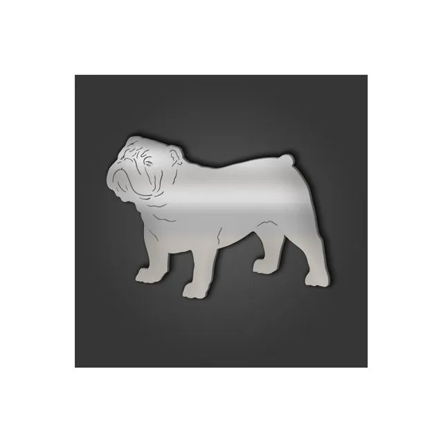 Bull Dog Engraved Silver Acrylic Mirror (Style 4)