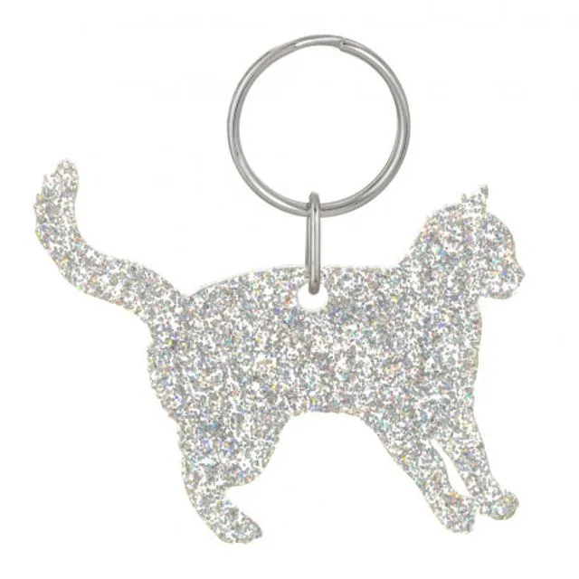 Glitter Acrylic Cat Style 2 Keyring