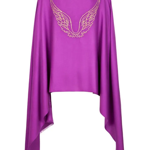 Angel Chameul Pink Embroidered Wings Wrap Scarf for Love, Passion & Relationships