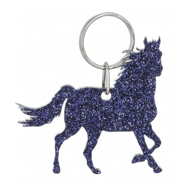 Glitter Acrylic Horse Keyring