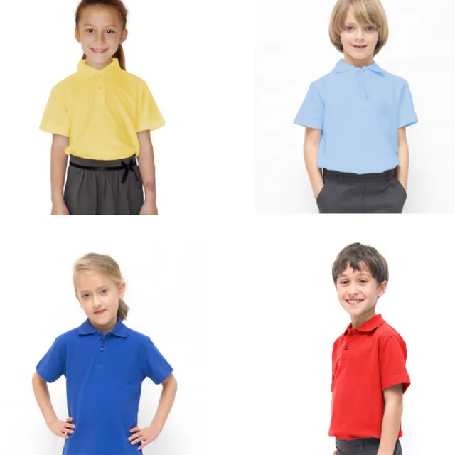 Kids 100% Organic Cotton Unisex Polo Shirt (sizes 11-12, 13-14)