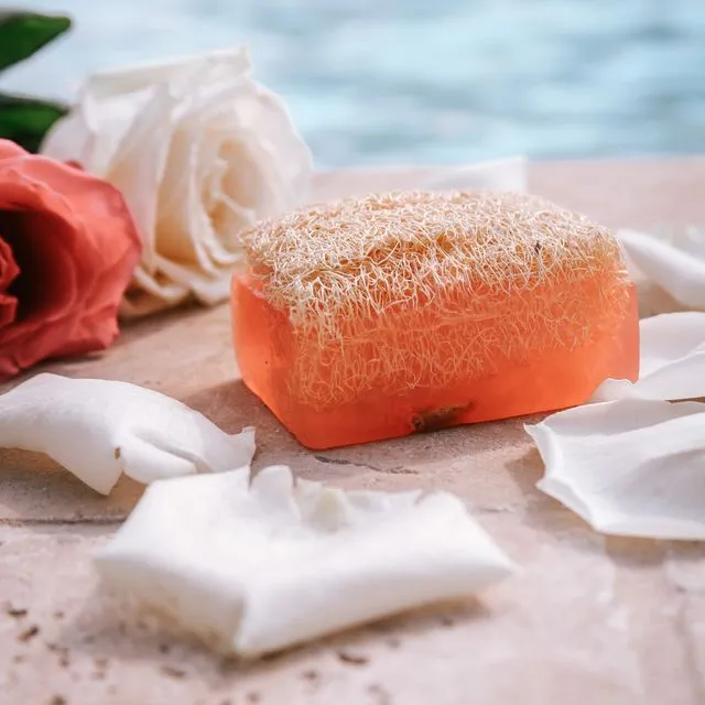 Rose Natural Loofah Soap Bar