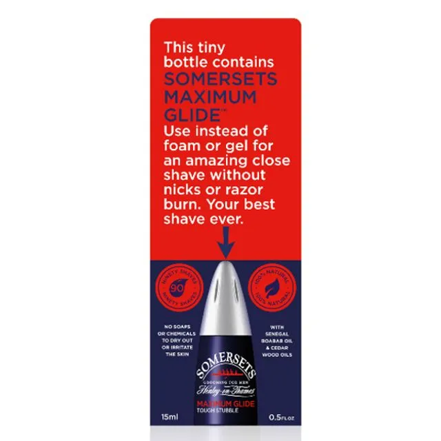 Somersets Maximum Glide Tough Stubble Shaving Oil 15ml (pack of 6)