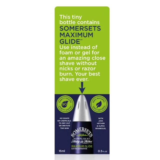 Somersets Maximum Glide Extra Sensitive Shaving Oil 15ml (pack of 6)