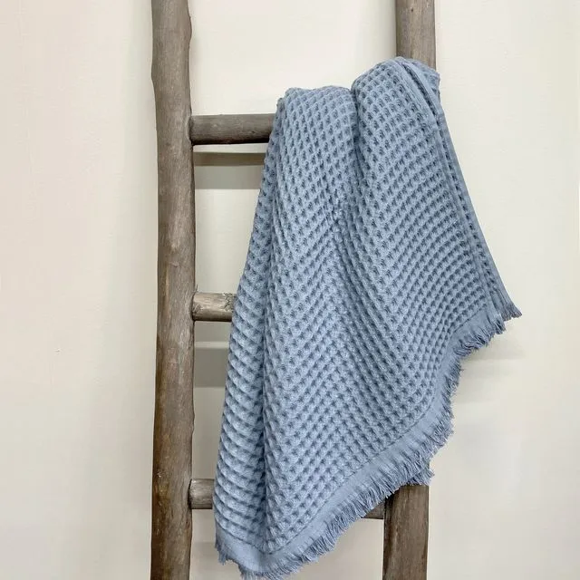 Lycia Turkish Cotton Waffle Bath Towel - Stonewash Blue