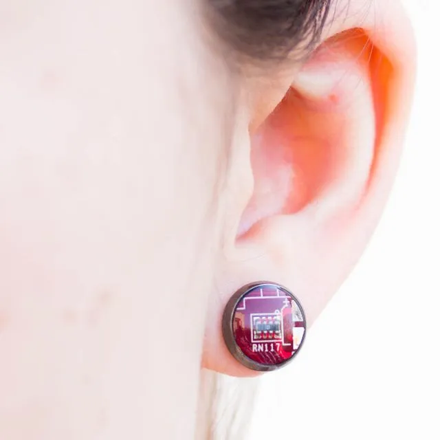Circuit Board Stud earrings, 10mm