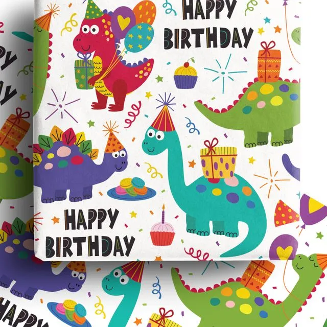 Birthday Dinosaurs Eco Wrapping Paper