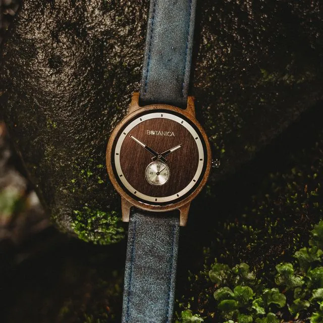 Botanica Watches | Olive |Sandal Wood Face with Vegan Navy Strap